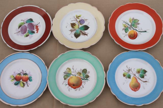40+ antique china plates w/ hand painted fruit, shabby chic rustic wedding vintage dishes 