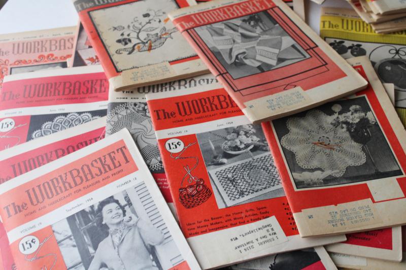 40+ back issues Workbasket magazines, 1950s early 60s vintage needlework patterns