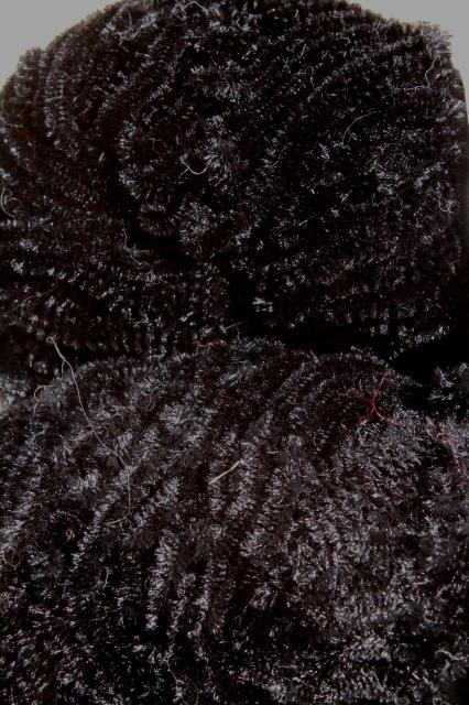 40s 50s vintage black velvet rayon chenille yarn / needlework embroidery thread