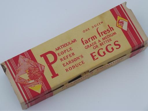 40s 50s vintage egg carton w/ great old print graphics, Farm Fresh Eggs