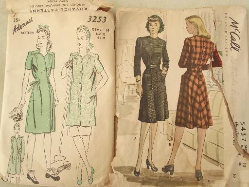40s 50s vintage sewing patterns lot, retro dresses, aprons etc. 