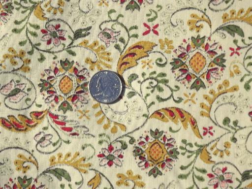 40s vintage cotton quilting fabric, Early American style floral print