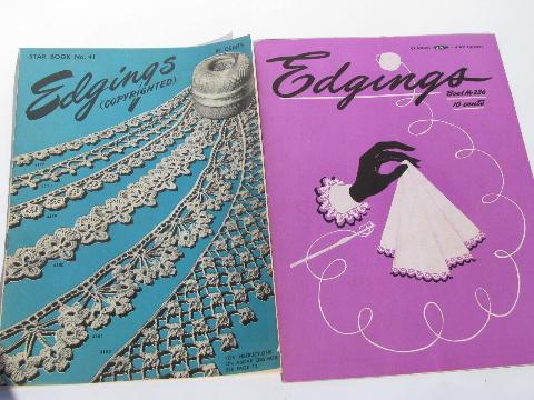 40s vintage crochet pattern booklets lot, lace edgings, doilies, potholders etc.