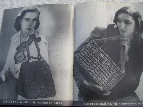 40s vintage crochet pattern booklets lot, stylish hats, bags and purses
