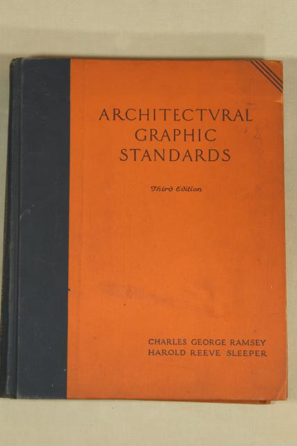 40s vintage edition of 1930s Architectural Graphic Standards, art deco building drawing design