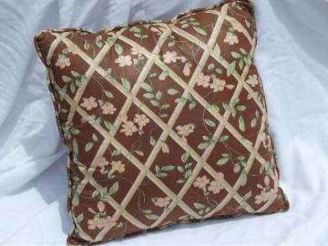40s vintage polished cotton chintz floral print chair scatter pillow