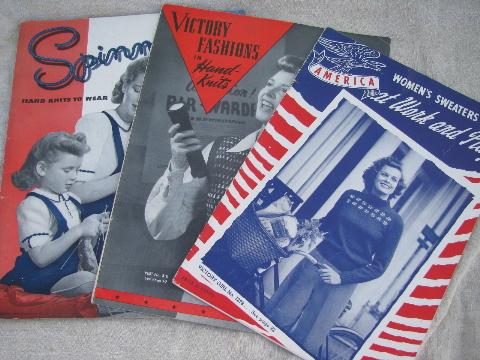 40s vintage wartime WWII Victory knitting booklets, lots of sweaters