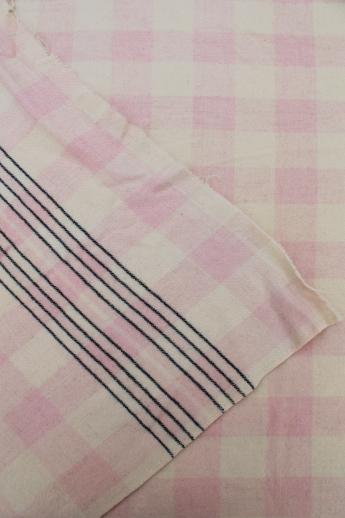 40s-50s vintage plaid wool camp blanket, double long fold over blanket