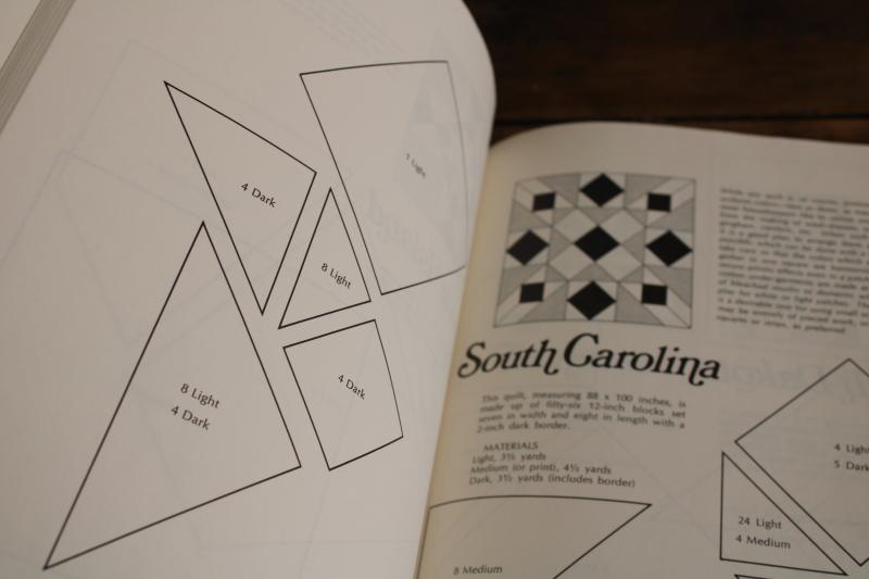 50 US states quilt block patchwork designs pattern templates, vintage Dover book