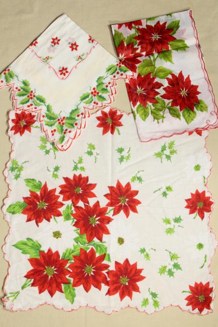 50+ vintage printed cotton handkerchiefs, huge lot of hankies w/ flowers, holiday prints