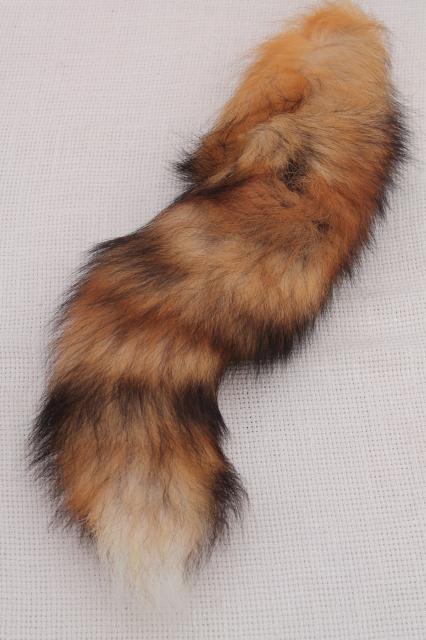 50s 60s furs, fluffy soft red fox fur tails for cabin decor or vintage charm fashion accessories