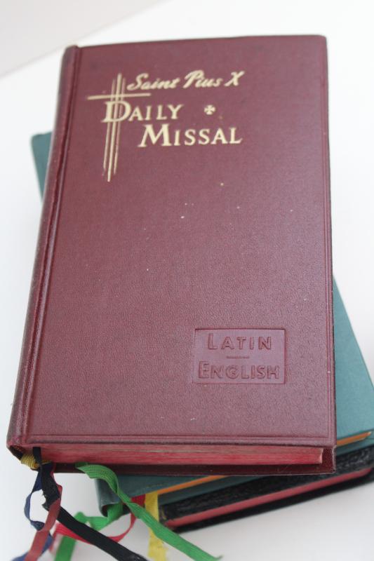 50s 60s vintage Catholic Mass book, Daily & Sunday missals, Latin pre-Vatican II