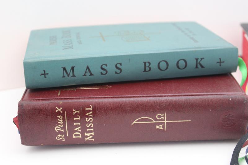 50s 60s vintage Catholic Mass book, Daily & Sunday missals, Latin pre-Vatican II