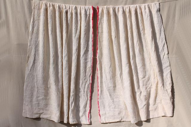 50s 60s vintage cotton chenille curtains, baseball theme decor for sports TV den or man cave!