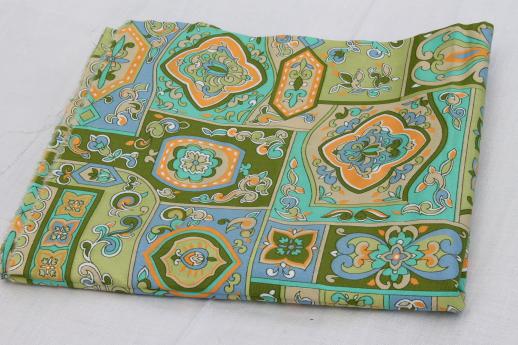 50s 60s vintage cotton fabric w/ Indian paisley block print style pattern