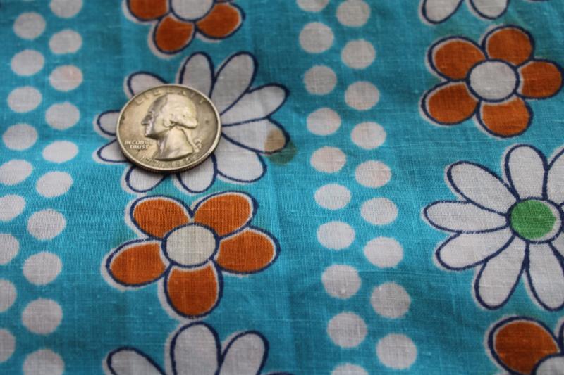 50s 60s vintage daisy print cotton fabric for feed sacks, 4 1/2 yards 32 wide