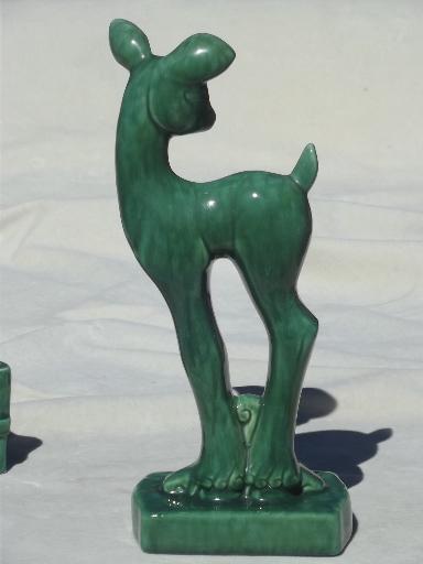 50s mod vintage ivy planter set w/ tall ceramic deer figurine