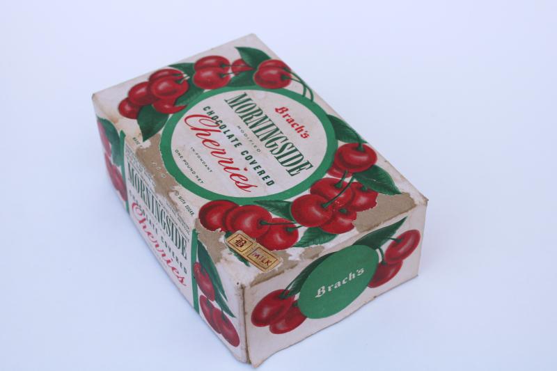 50s vintage Brachs candy box chocolate covered cherries, colorful  advertising graphics