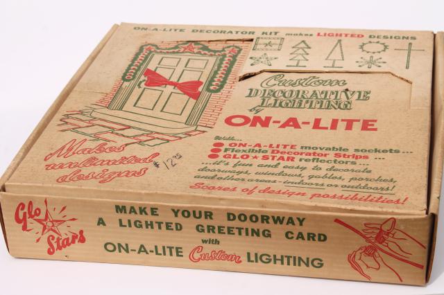 50s vintage On A Lite Christmas lights, plug in big bulbs w/ lucite stars etc.