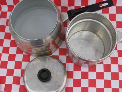50's vintage aluminum cookware, Mirro 1 1/2 qt. double boiler
