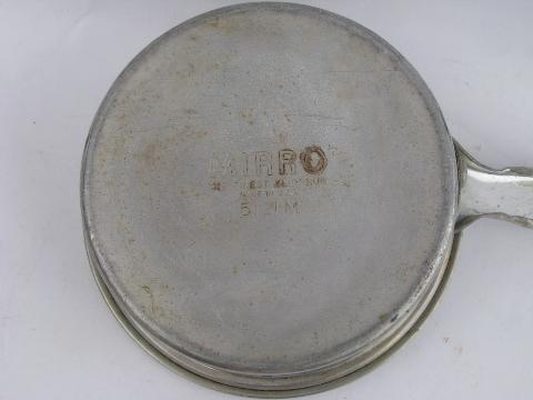 50's vintage aluminum cookware, small Mirro egg poacher pan w/ lid