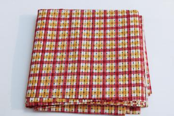 50s vintage cotton fabric print plaid in red, yellow gold, black, retro rockabilly style