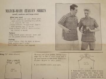 50s vintage sewing pattern, mod Italian sport shirts for him and her