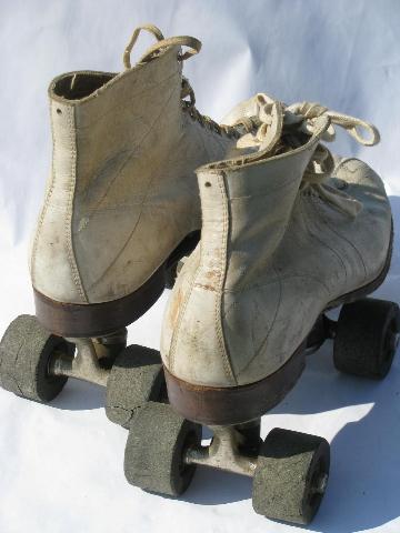 50s-60s vintage roller skates, white leather boots, girls or ladies