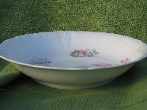 6 antique azalea lily floral china soup bowls, vintage Germany?