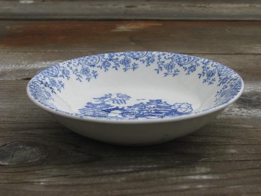 6 old Blue Willow pattern fruit bowls, vintage American Limoges china?