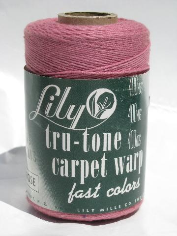 6 spools vintage Lily cotton rug thread, carpet warp weaving cord