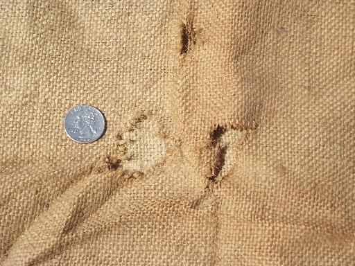 6+ yards ratty old burlap fabric, primitive vintage feed bag sack yardage 