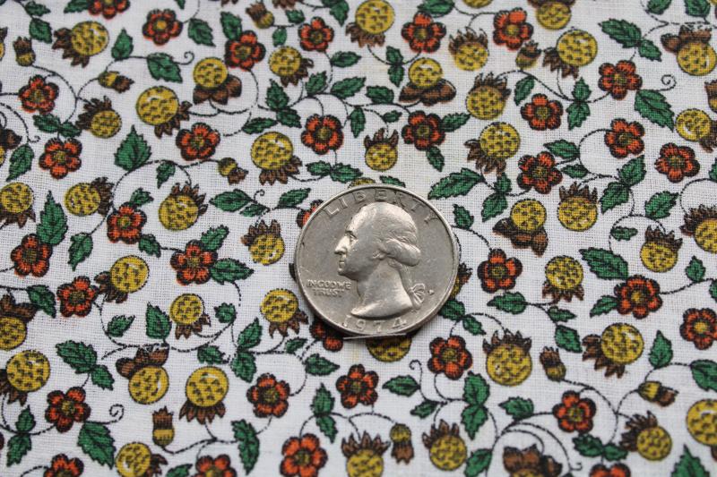 60s 70s vintage Penneys label Belgian cotton fabric tiny print in fall colors