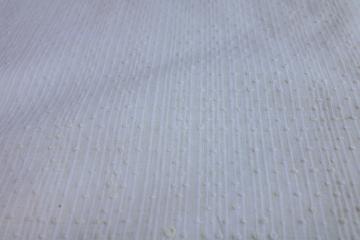 60s 70s vintage white cotton fabric, corded weave tufted dotted texture