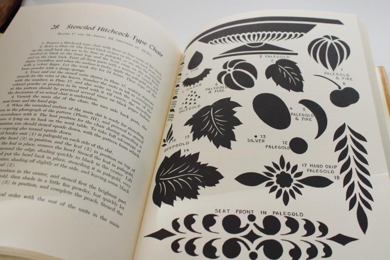 60s book of traditional antique designs for painted tole trays, Hitchcock chairs