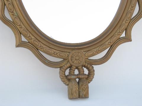 60s french country style gold rococo frame w/ mirror, vintage Burwood