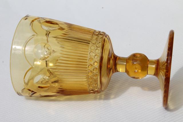60s vintage amber glass goblets, Bartlett Collins Manhattan water / wine glasses