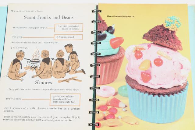 60s vintage children's cook books, kids cooking Betty Crocker, BH+G Junior Cookbook