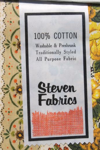 60s vintage fabric sample book, floral print cotton upholstery / drapery material