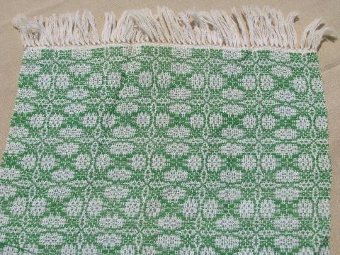 60s vintage hand-woven pure wool stole/wide scarf, Irish green & white