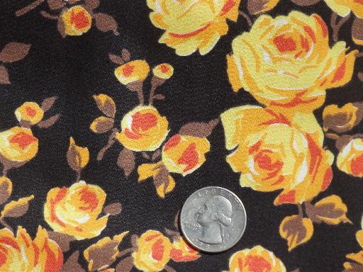 60s vintage mod rose floral fabric, retro print cotton for a shirt or dress