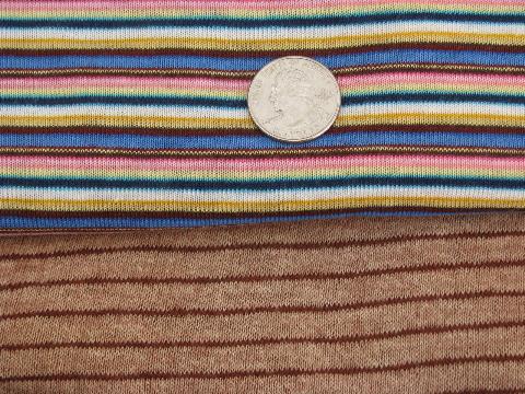 60s-70s retro striped cotton/poly ribbed jersey t-shirt knit fabric lot
