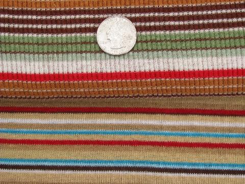 60s-70s retro striped cotton/poly ribbed jersey t-shirt knit fabric lot