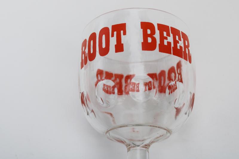 70s 80s vintage ROOT BEER glass, big retro beer glass style goblet