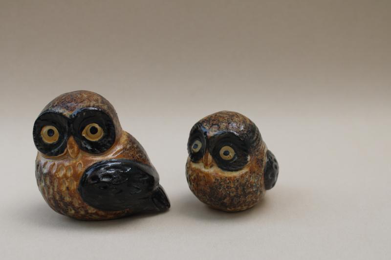 70s 80s vintage ceramic owls OMC Otagiri Japan, rustic pottery owl ...