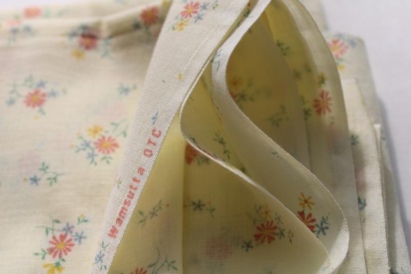 70s 80s vintage fabric, prairie girl tiny floral print flowers on yellow