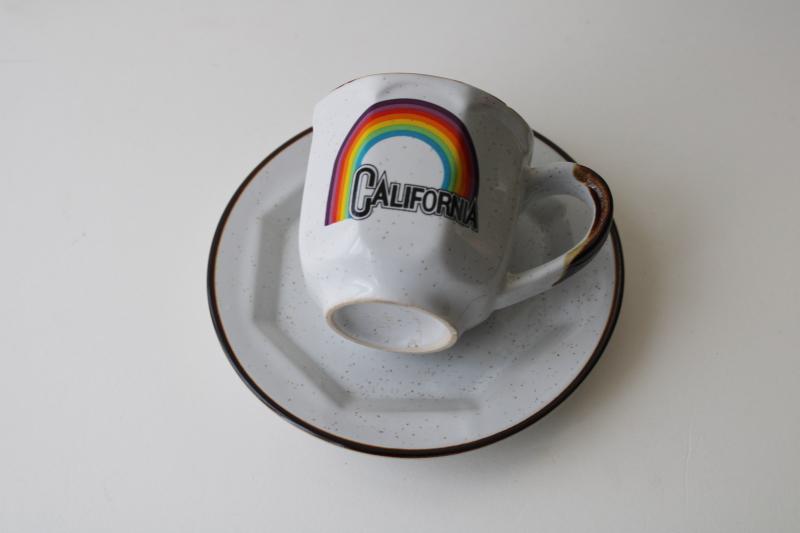 70s hippie vintage California rainbow souvenir, little cup & saucer