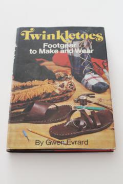 70s hippie vintage craft book, retro shoes sandals moccasins to make leather  fabric