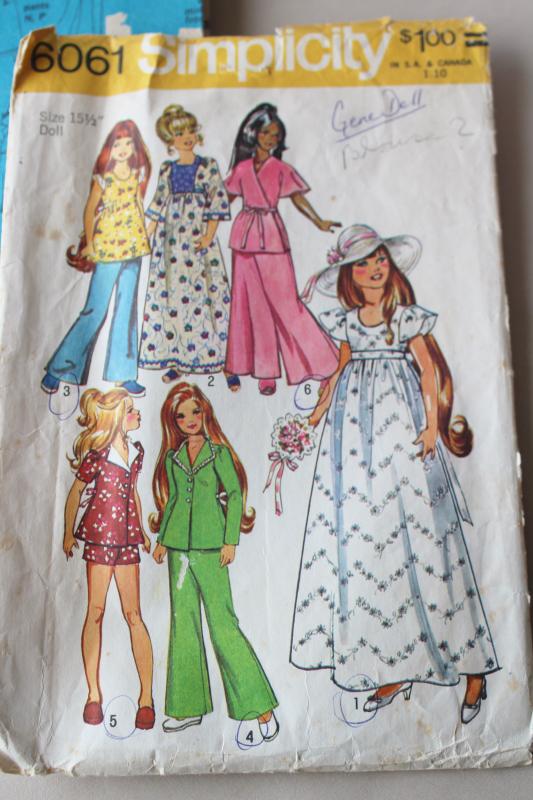 70s mod vintage Chrissy doll clothes wardrobe Simplicity sewing pattern dated 1973