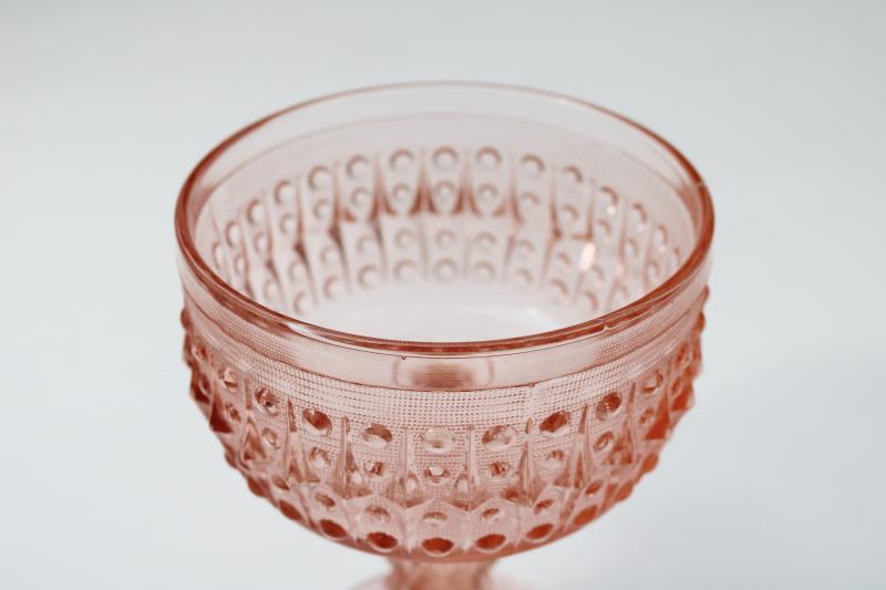 70s mod vintage Zabkowice Poland glass compote or candy dish, blush pink glassware